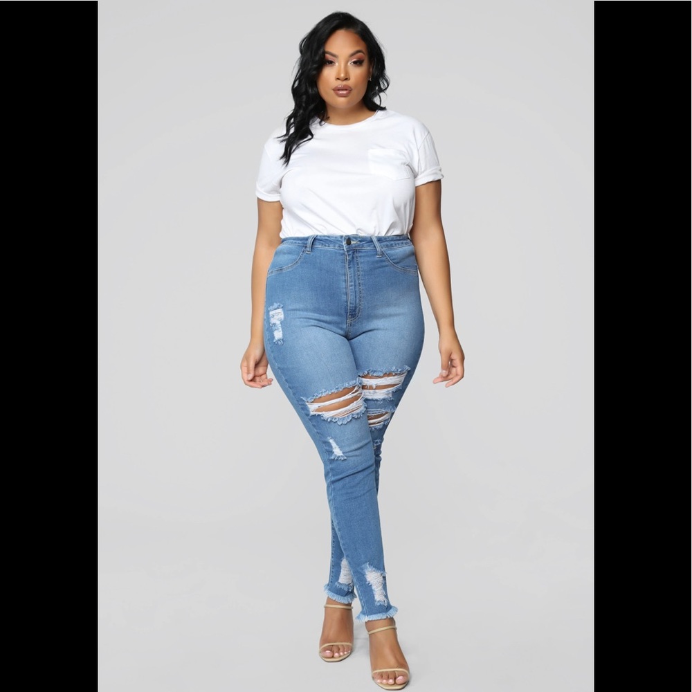 Distressed Plus Size Denim Jeans